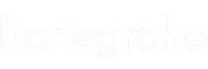Das Logo von Hans Grohe in weiß auf transparentem Hintergrund, welches die Markenvielfalt des Unternehmen veranschaulicht.