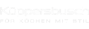 Das Logo von Küppersbusch in weiß auf transparentem Hintergrund, welches die Markenvielfalt des Unternehmen veranschaulicht.
