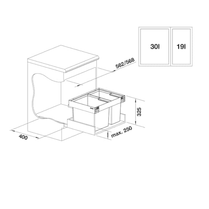 BLANCO Einbaumülleimer Flexon II Low 60/2, 526641