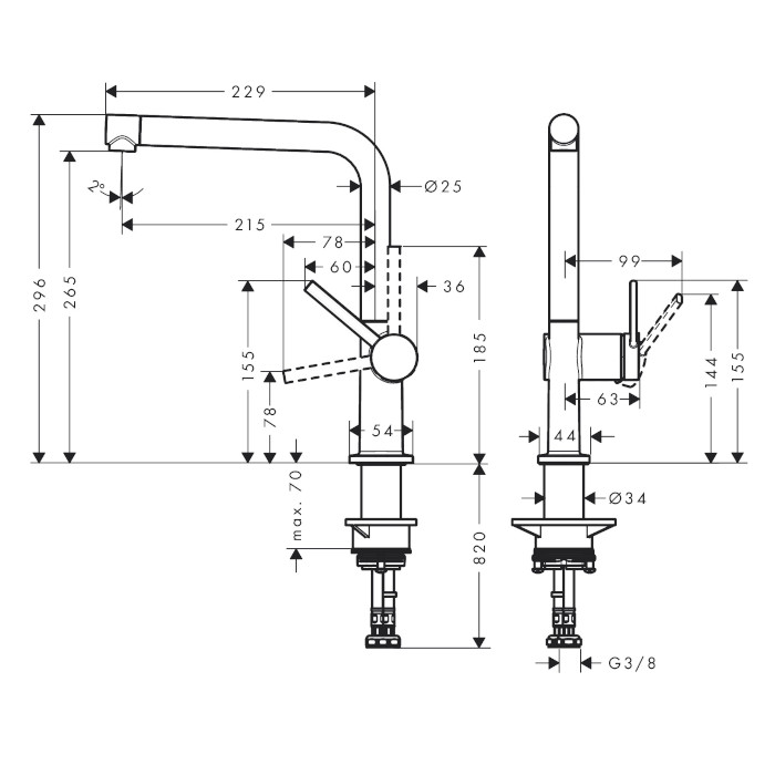 Hansgrohe 72840670 Spültischmischer 270 Talis M54, mattschwarz