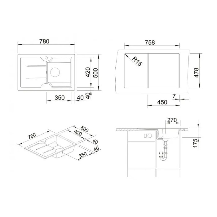 Blanco Idessa Spüle 45S LI 514497 Keramik, Weiß