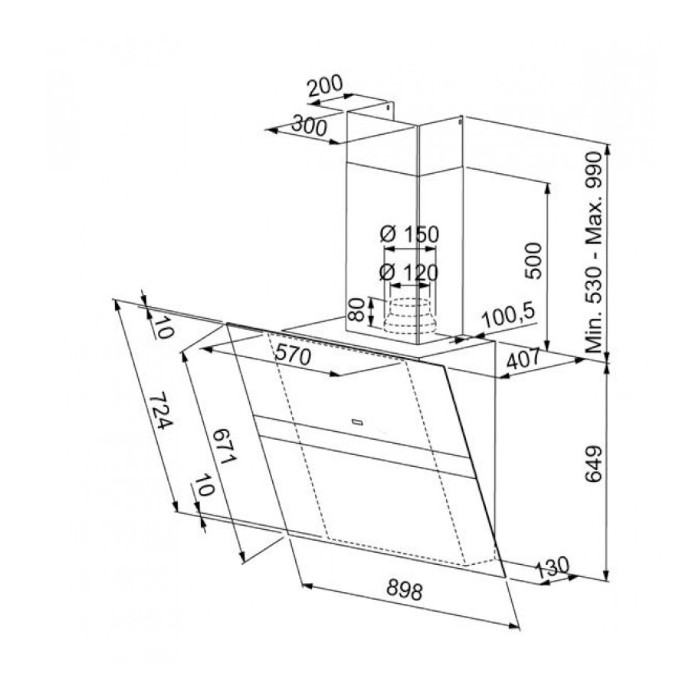 Franke FSW 918 WH XS Kopffreihaube, Inox 110.0177.597 Wandhaube